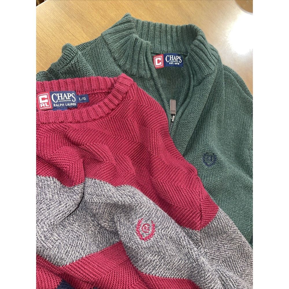 Chaps Ralph Lauren Sweaters Men L‎ Lot of Two Christmas Holidays Ski Resort Y2K